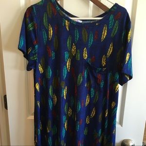 Lularoe Carly dress large feathers